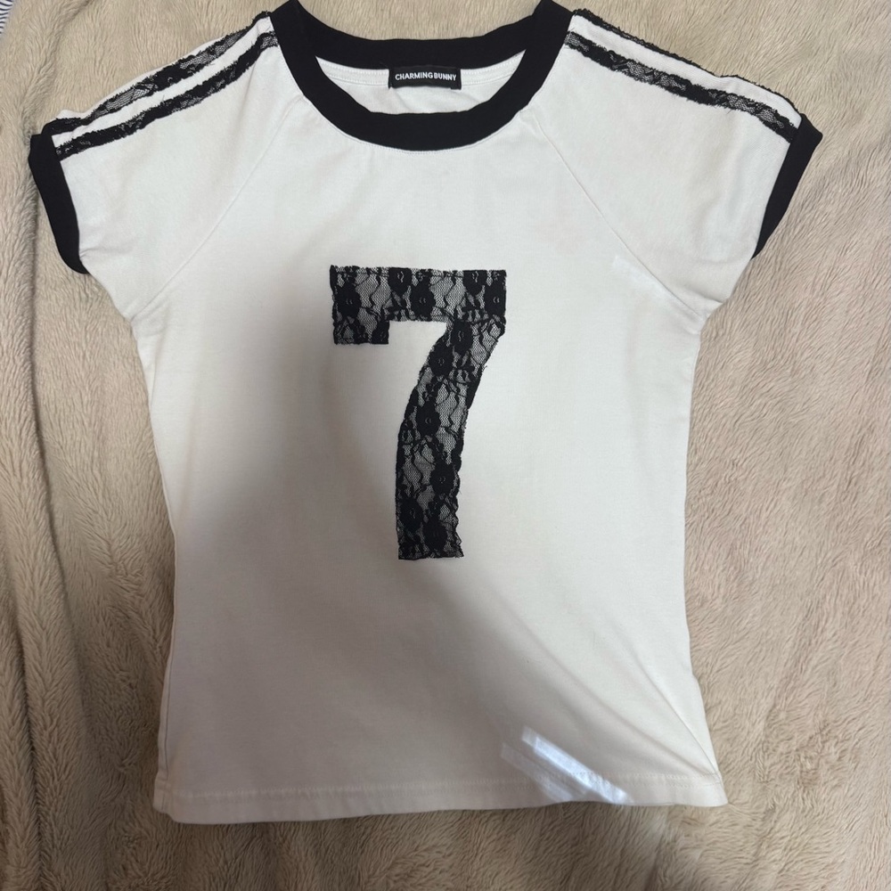 Women's Black and White Short Sleeve Tee